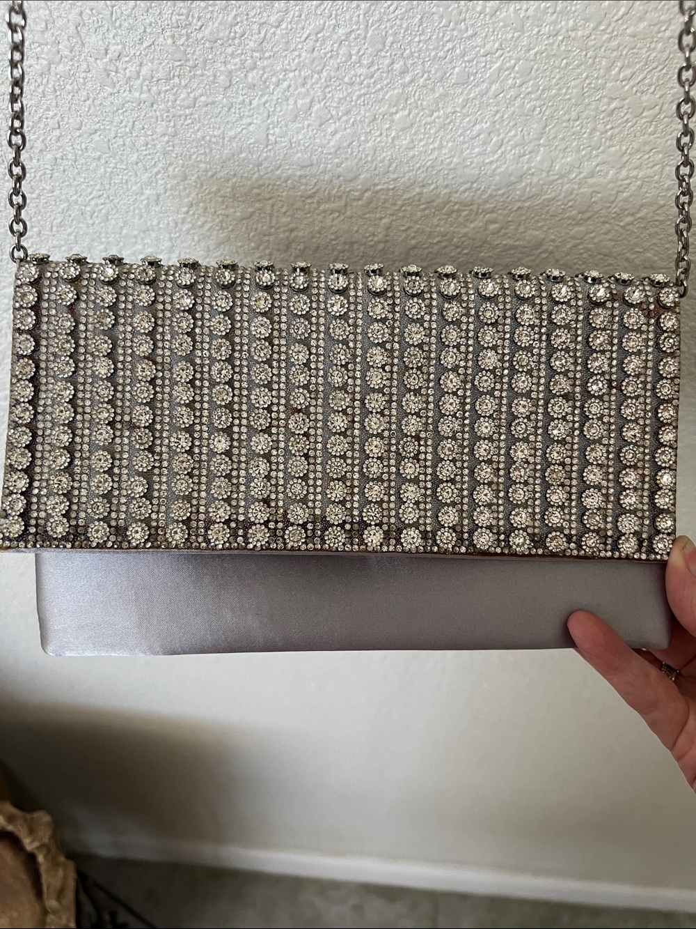 INC International Concepts Silver Crystal-Embellished Evening Clutch/Crossbody - Picture 11 of 11